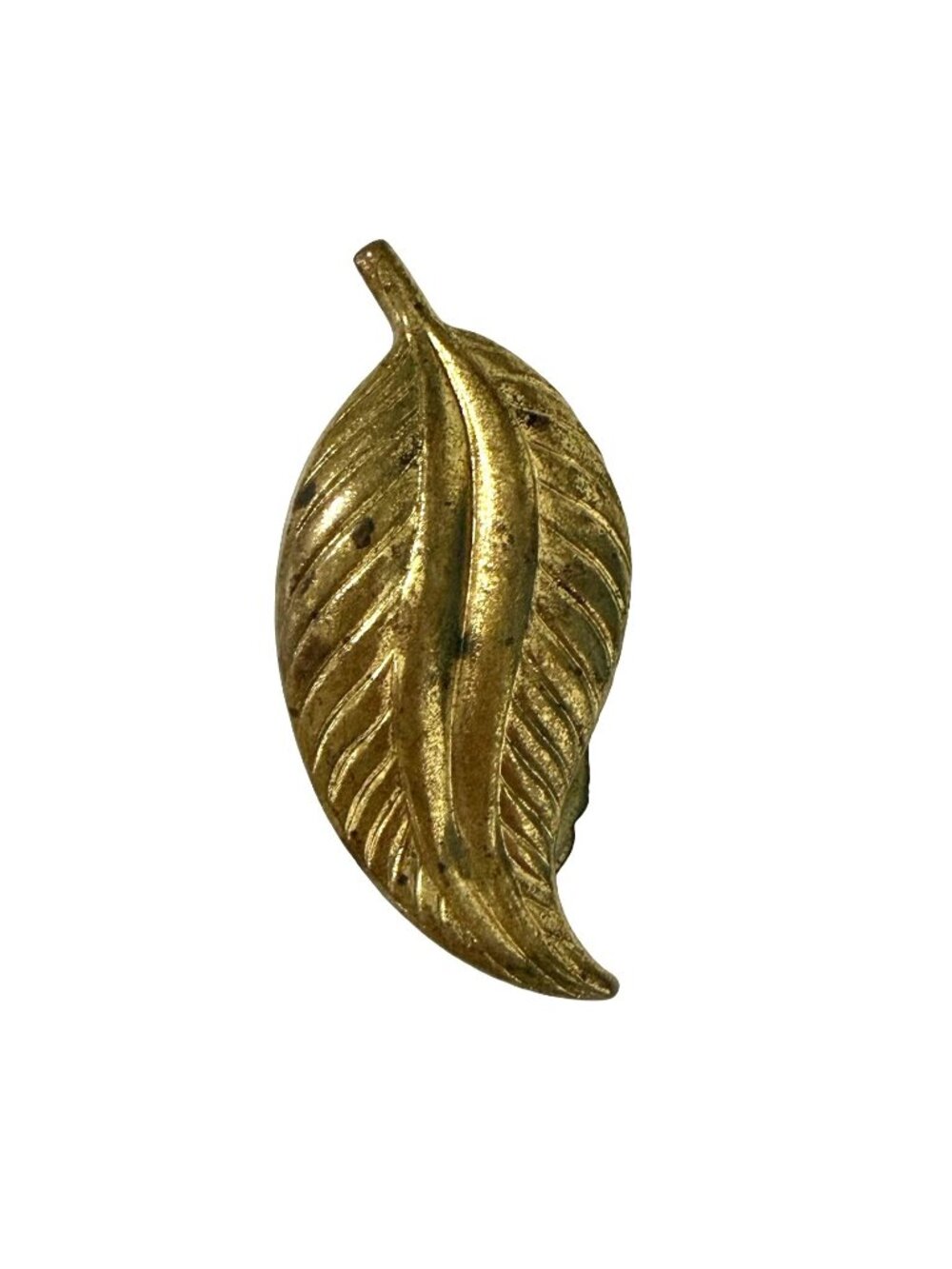 Vintage Gold Tone Leaf Dress Clip Fur Clip Botanical Jewelry 2 Inch